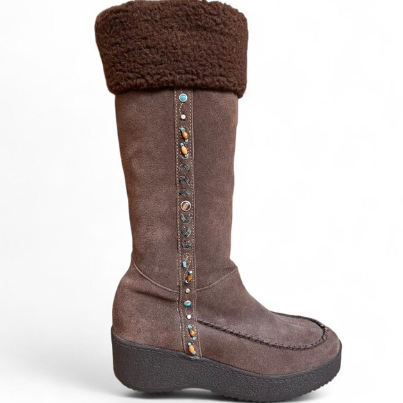 Steve Madden Seminole Genuine Suede Tribal Beaded Boots - Picture 2 of 8